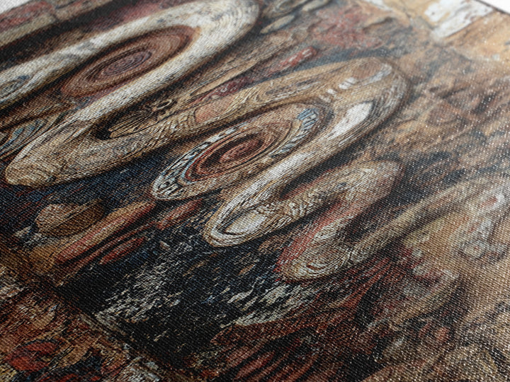 Ancient Serpent Relief On Weathered Door Wall Art, Textured Abstract Decor, Tribal Inspired Canvas Artwork For Home Entryway