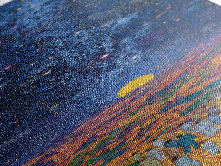 Starry Desert Pilgrimage With Rising Sun Wall Art, African Landscape Print, Celestial Night Decor, Cultural Home Gift, Bedroom Statement