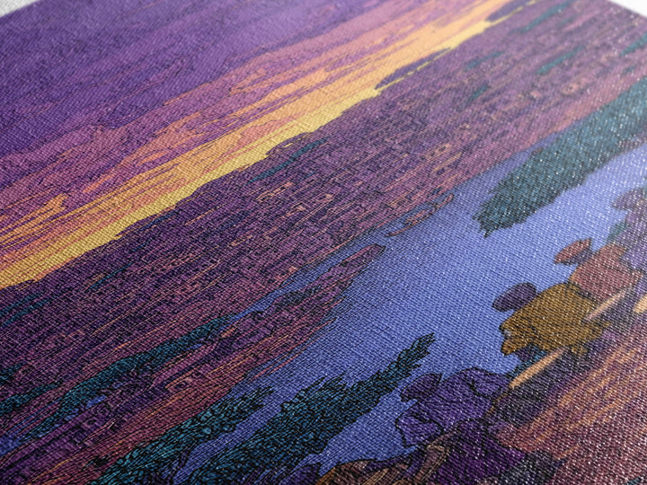 Purple African River City Sunset Wall Art, African Landscape Painting Print, Cultural Home Decor Canvas For Living Room Gift