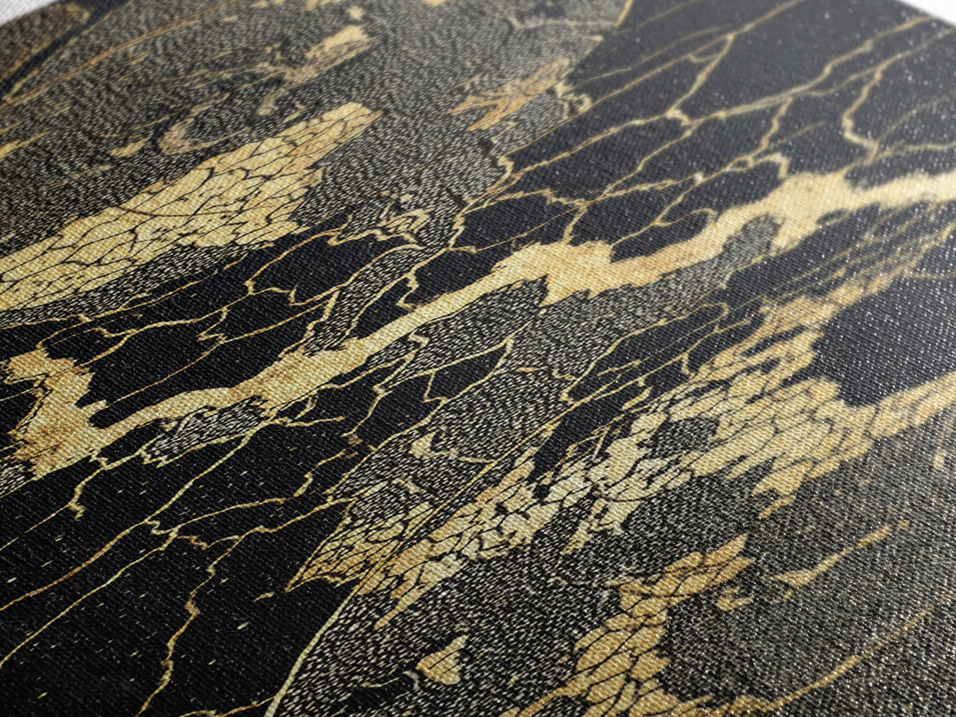 Black Gold Cracked Earth Globes Canvas Print, African Map Wall Art, Modern Afrofuturism Decor For Office Or Living Room Gift