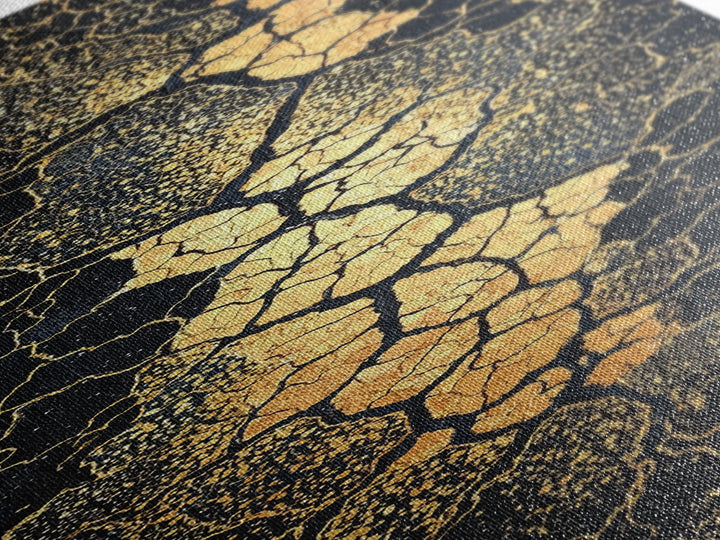 Black And Gold Cracked Earth Abstract Canvas Print, African Wall Art, Luxury Tribal Decor, Earth Tone Statement Home Decor