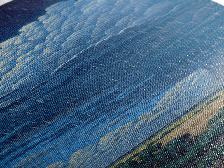 Blue Rainstorm Over African Plains Framed Canvas Print, Dramatic Cloud Wall Art, Nature Scene Decor, Unique Landscape Gift