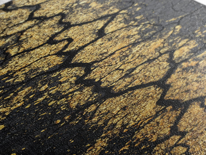 Gold Vein Through Cracked Black Earth Canvas Print, Abstract Wall Art, African Inspired Modern Decor For Living Room Gift