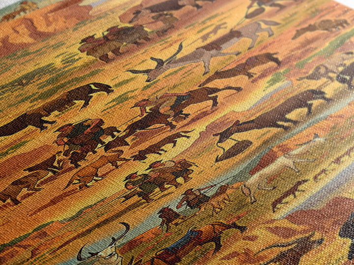 Desert Cowboy Cattle Drive Canvas Print, Rustic Western Ranch Wall Decor, Horse Art, Southwestern Living Room Home Decor Gift