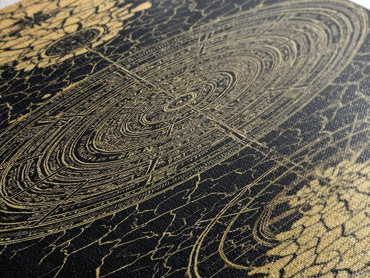 Black Gold Cracked Mandala Wall Art, Abstract African Tribal Art, Spiritual Geometric Decor, Luxury Statement Canvas Print
