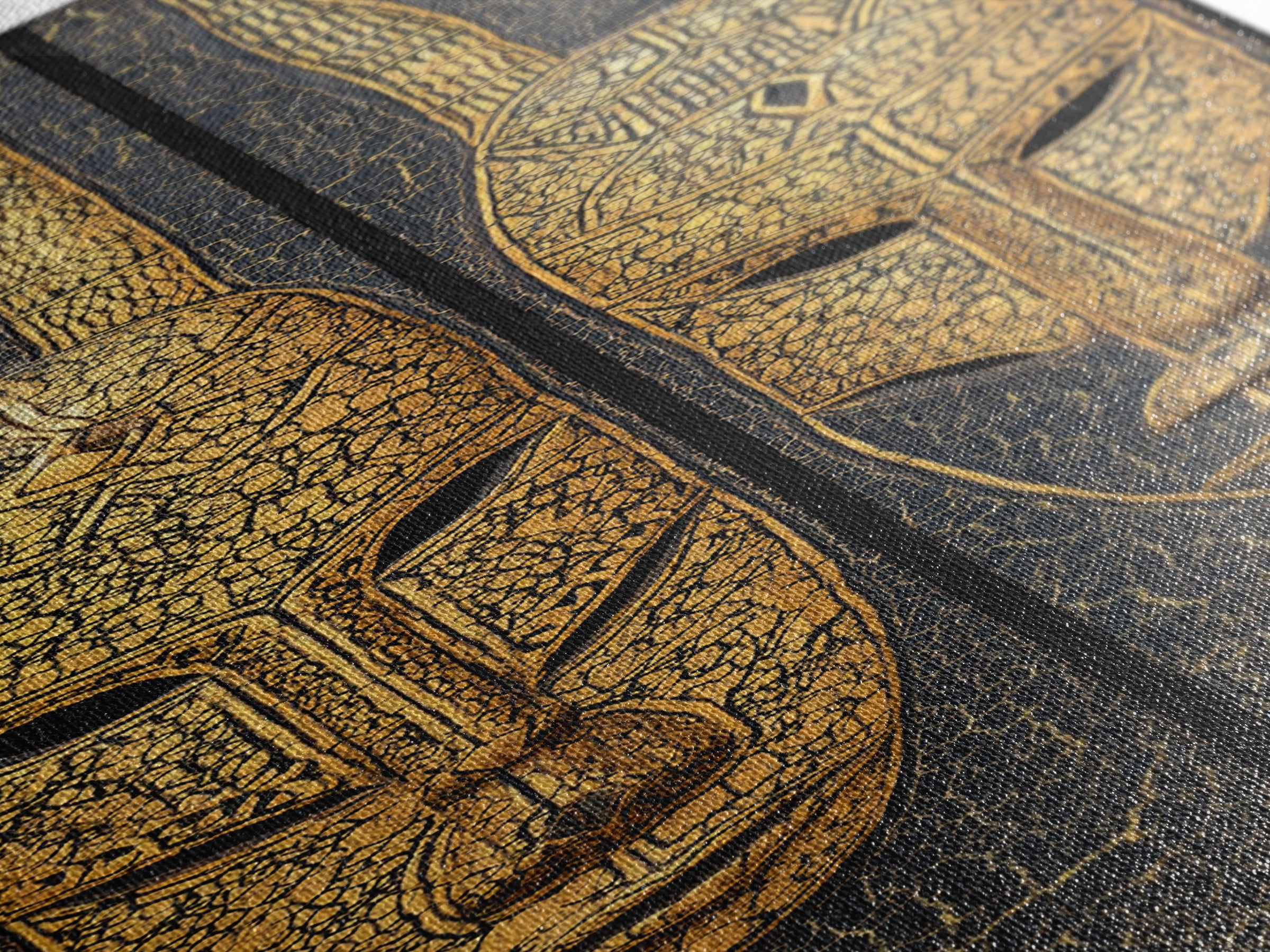 Gold Tribal Mask Diptych Wall Art, African Mask Art, African Tribal Decor, Black Gold Canvas, Afrocentric Home Decor Gift