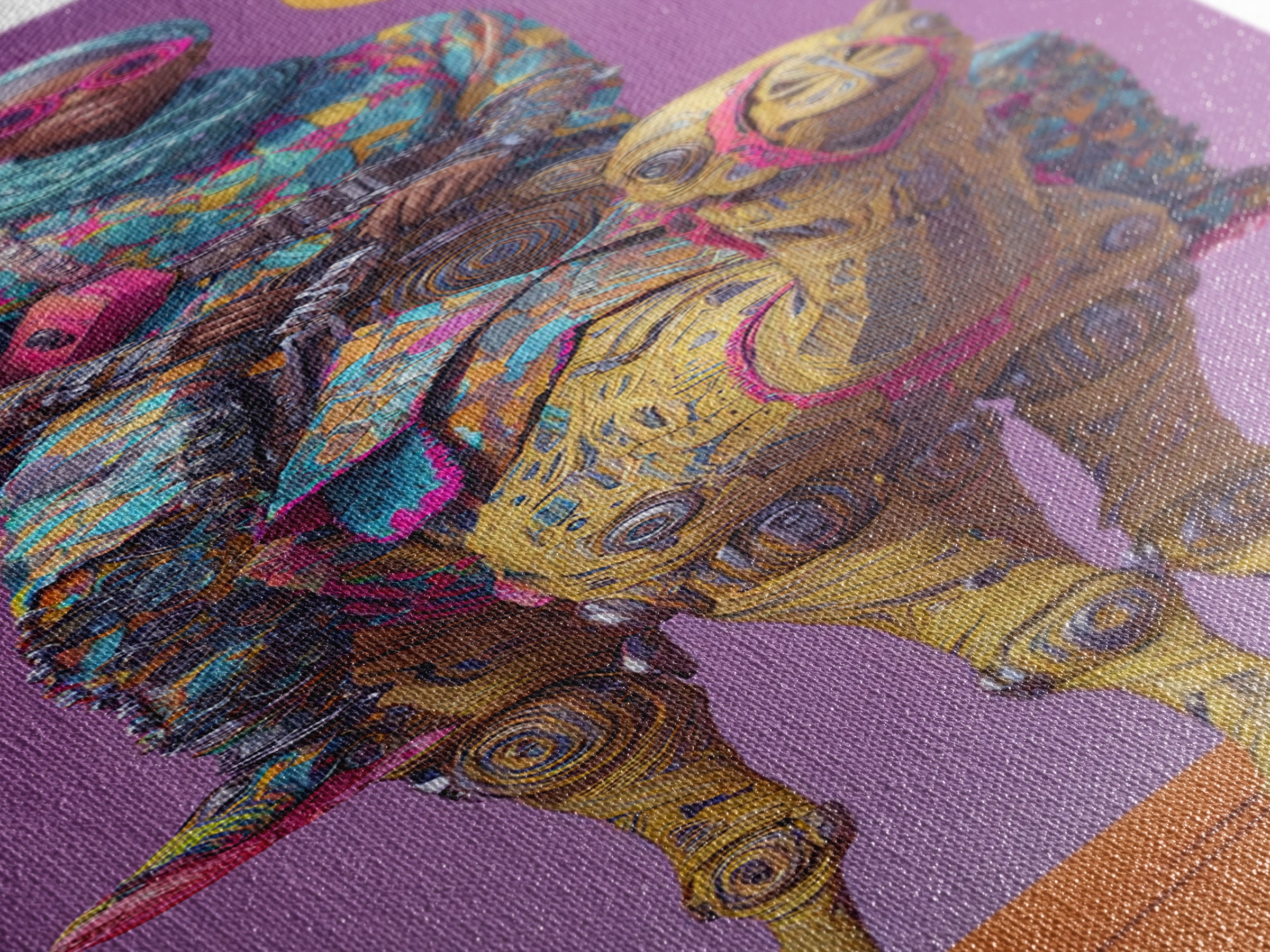Afrofuturist Woman On Robotic Camel Wall Art, African Queen Portrait, Modern African Art, Purple Orange Desert Decor Print