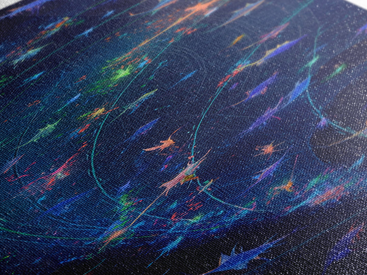 Cosmic Manta Rays In Galaxy Wall Art, Colorful Ocean Canvas Print, Celestial Sea Life, Dreamy Blue Bedroom Decor, Nature Scene Art