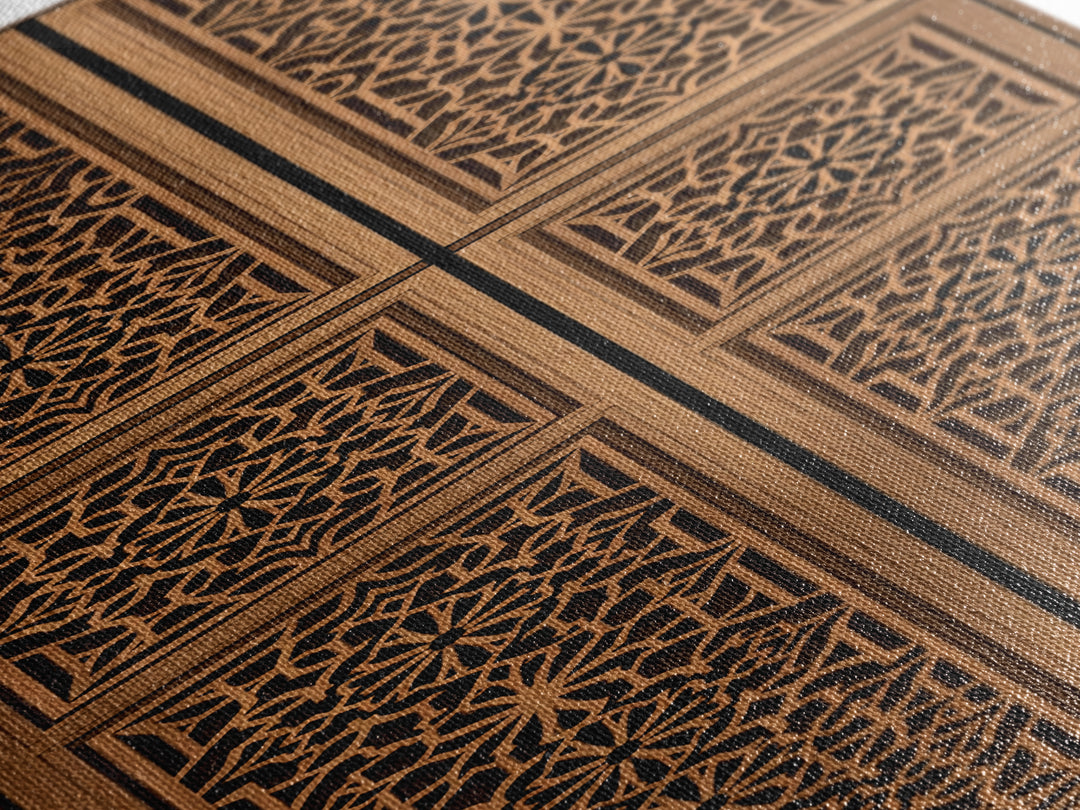 Tan Geometric African Pattern Door Panels Canvas Print, African Tribal Decor, Boho Wall Art, Minimalist Decor, Unique Home Decor