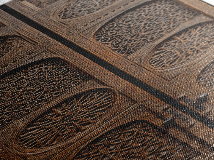 Intricate Antique Wooden Door Canvas Print, Moroccan African Wall Art, Tribal Pattern Decor, Bohemian Home Decor Statement