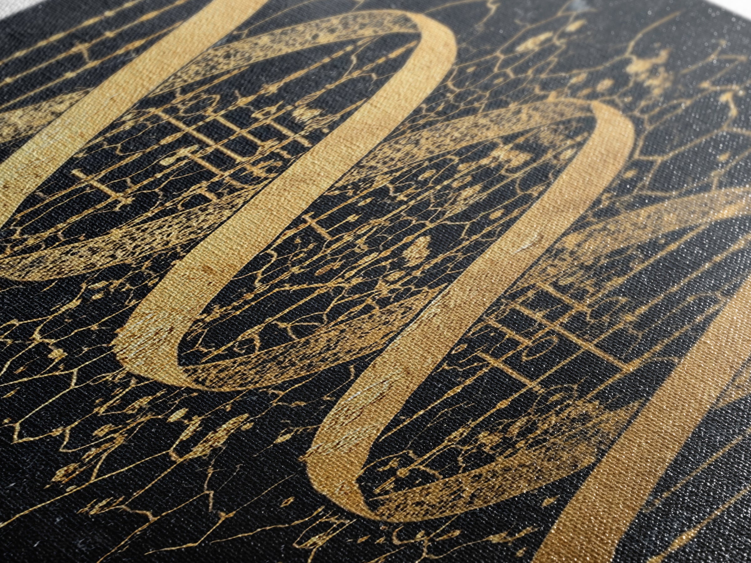 Gold DNA Helix On Black Cracked Background Canvas Print, Science Wall Art, Black And Gold Art, Modern Office Decor Gift For Him