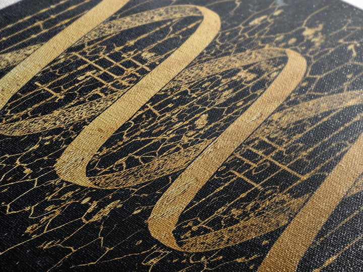Gold DNA Helix On Black Cracked Background Canvas Print, Science Wall Art, Black And Gold Art, Modern Office Decor Gift For Him