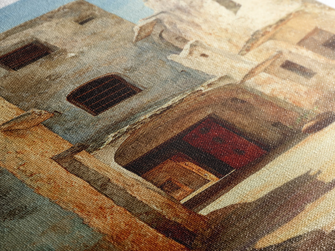 Weathered Medina Passage Wall Art, Moroccan Alley Canvas Print, African Travel Decor, Rustic Neutral Home Decor Gift Print