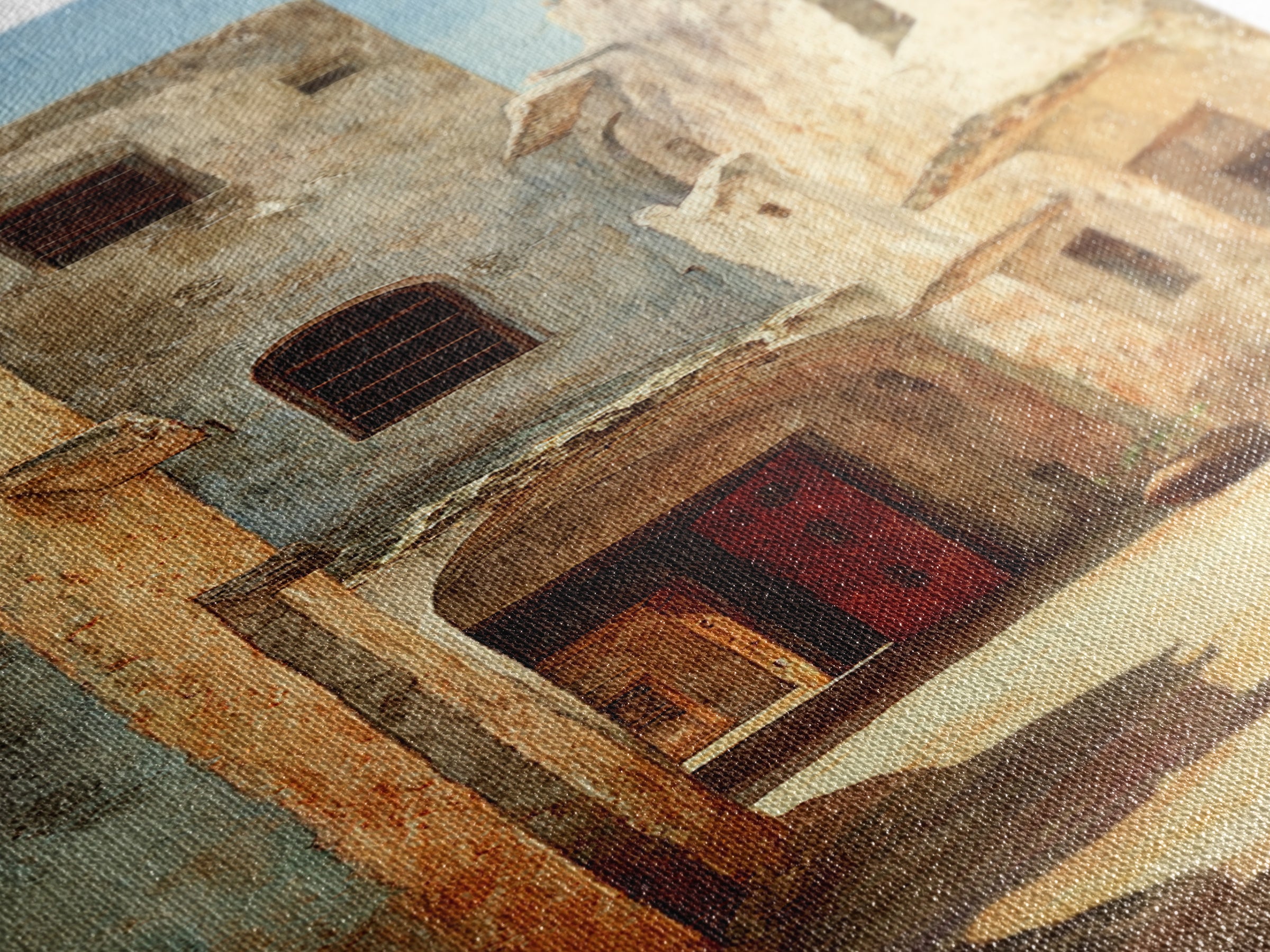 Weathered Medina Passage Wall Art, Moroccan Alley Canvas Print, African Travel Decor, Rustic Neutral Home Decor Gift Print
