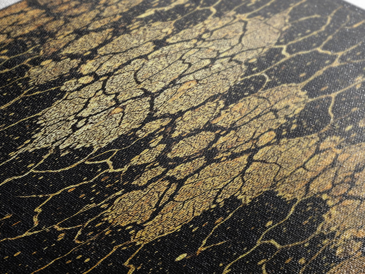 Abstract Gold Cracked Stone Wall Art, Black And Gold African Inspired Canvas Print, Luxury Texture For Modern Home Decor