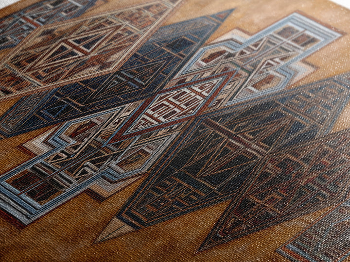 Geometric African Textile Pattern Canvas Print, Tribal Mud Cloth Wall Art, Earth Tone Cultural Decor For Boho Home Decor