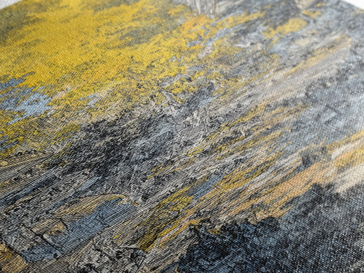 Golden Abstract City Canyon Wall Art, Urban Skyline Painting, Modern African Art, Textured Canvas, Living Room Decor, Office Art