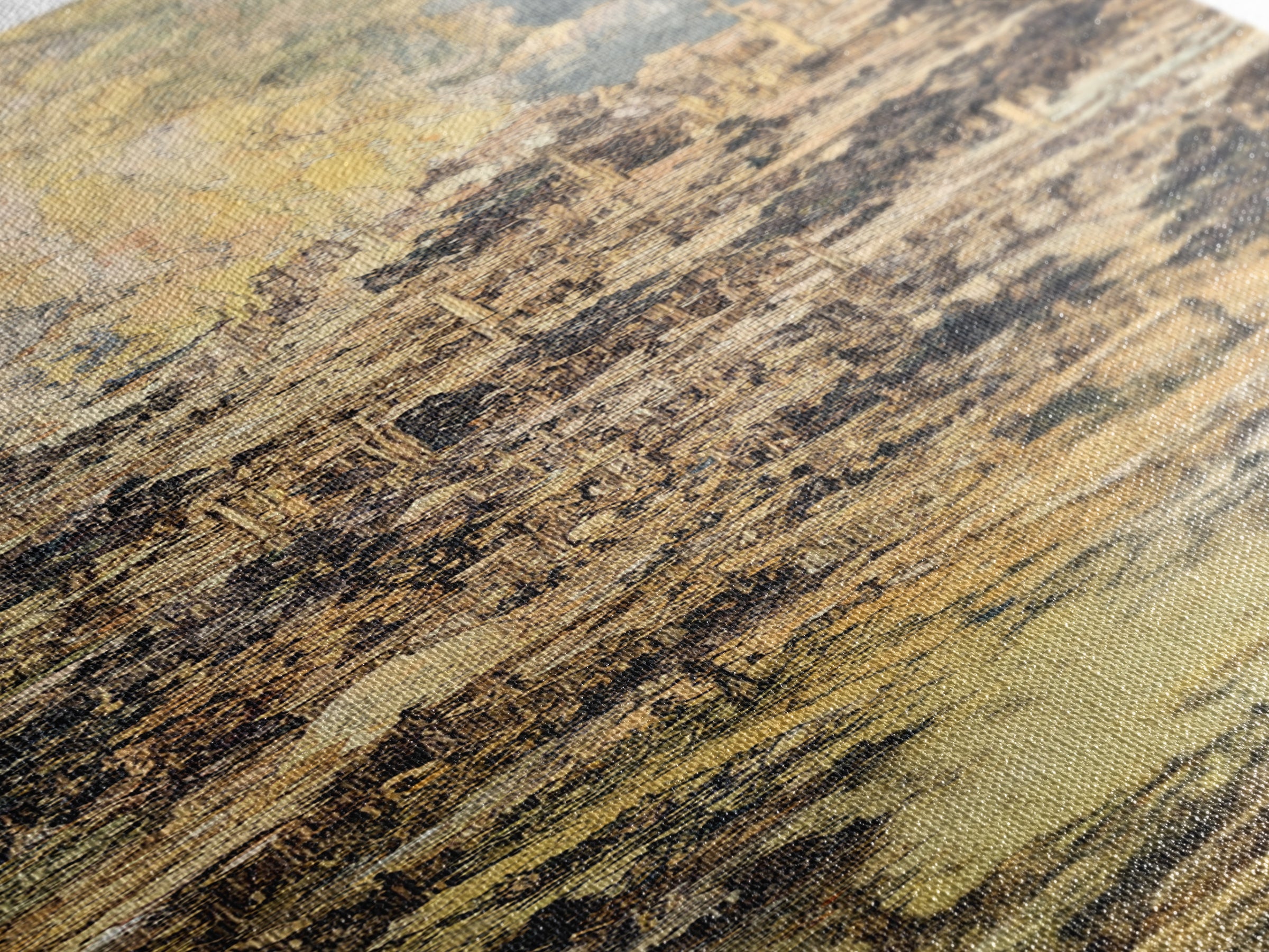 Ochre Abstract River City Wall Art, Modern African Art, Textured Skyline Painting, Large Canvas Wall Decor For Office Art