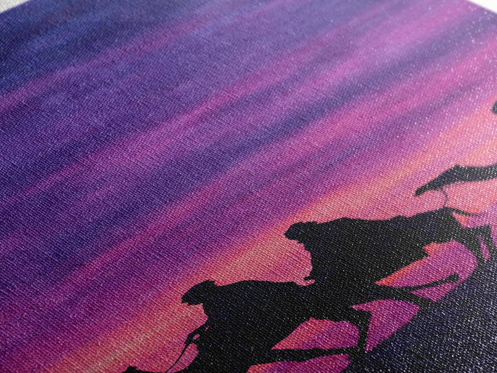 Pink Purple Sunset Camel Caravan Wall Art, African Safari Art Print, Desert Travel Decor, Boho Canvas For Bedroom Gallery