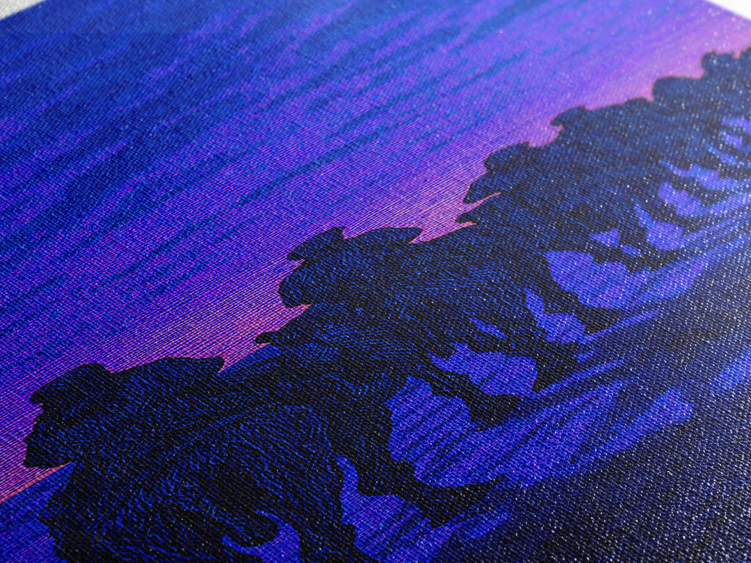 Blue Purple Desert Camel Caravan Wall Art, African Safari Art, Nomad Landscape, Boho Living Room Decor, Statement Canvas Print