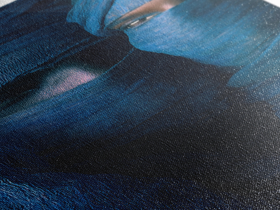 Indigo Veiled Tuareg Portrait Canvas Print, African Portrait Wall Art, Blue Nomad Decor, Afrocentric Cultural Home Decor