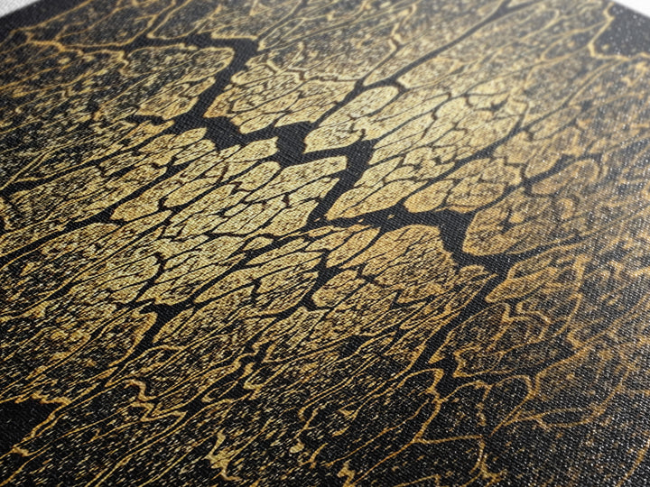 Gold Cracked Leaf Pattern Framed Canvas Print, Abstract African Wall Art, Black Gold Texture, Luxury Modern Home Decor Gift