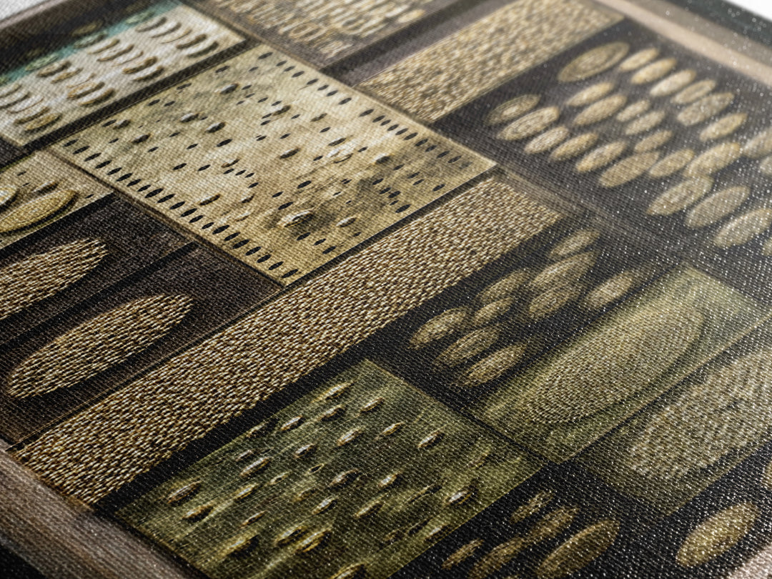 Textured Gold Tribal Assemblage Framed Canvas Print, African Inspired Wall Decor, Ethnic Abstract Art, Bold Unique Home Gift