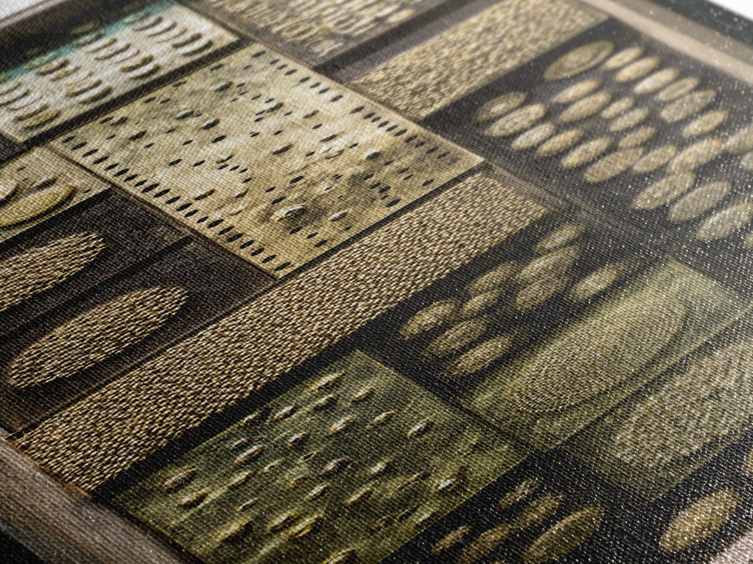 Textured Gold Tribal Assemblage Framed Canvas Print, African Inspired Wall Decor, Ethnic Abstract Art, Bold Unique Home Gift