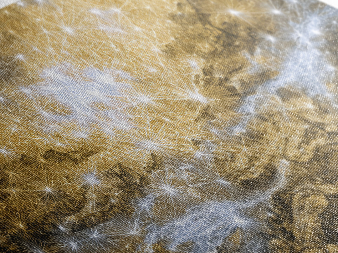 Golden Cosmic River Abstract Wall Art, Textured Modern Canvas Decor, Luxury Blue Gold Landscape For Living Room Statement Piece