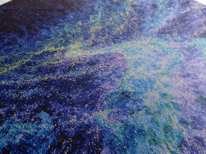Blue Data Wave Galaxy Abstract Canvas Print, Modern Digital Wall Art, Electric Ocean Energy Decor For Office Bedroom Gift
