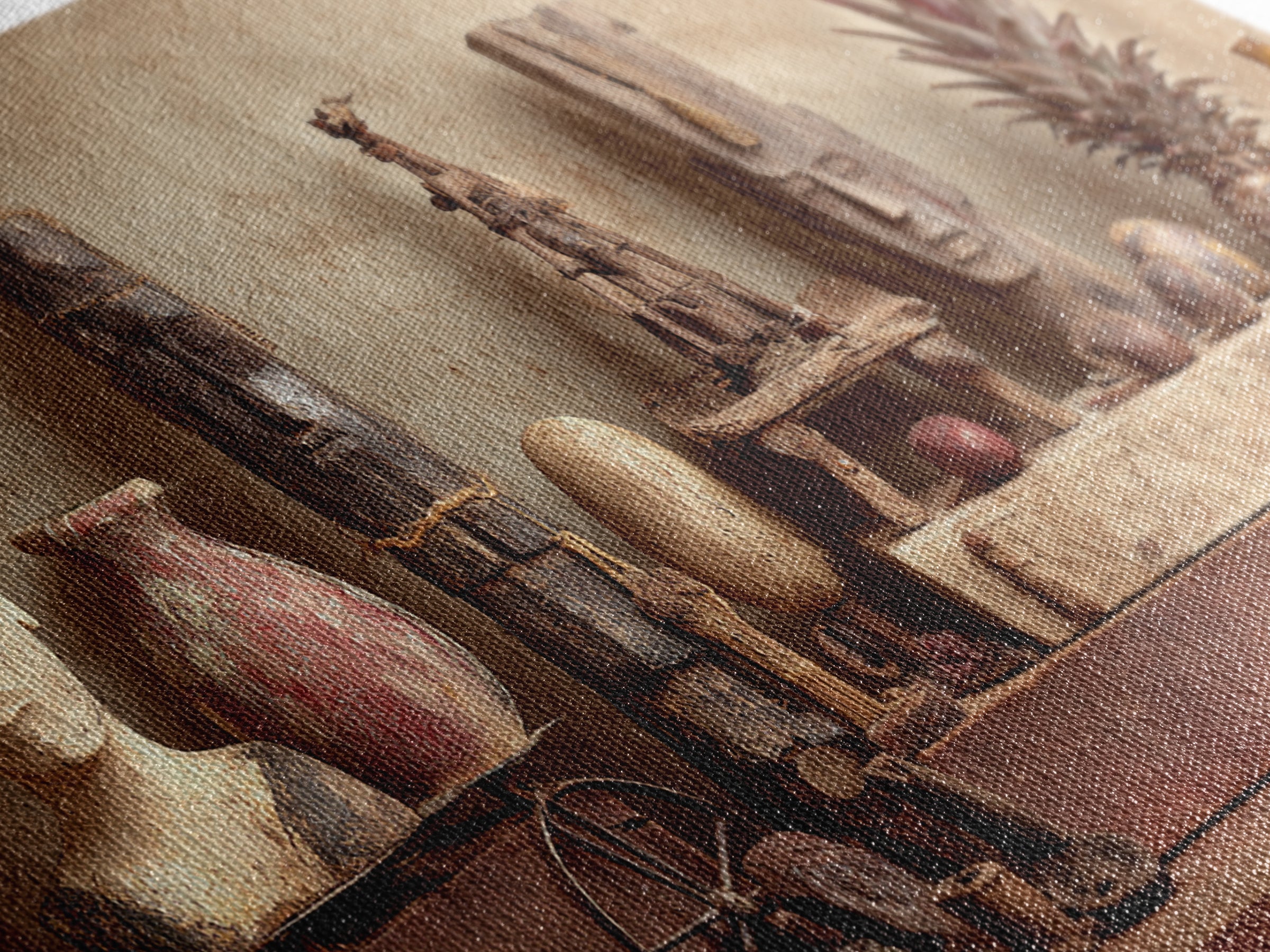 Ancient African Artifact Still Life Wall Art, Earth Tone Tribal Decor, Cultural Home Decor, Textured Boho Canvas Print Gift