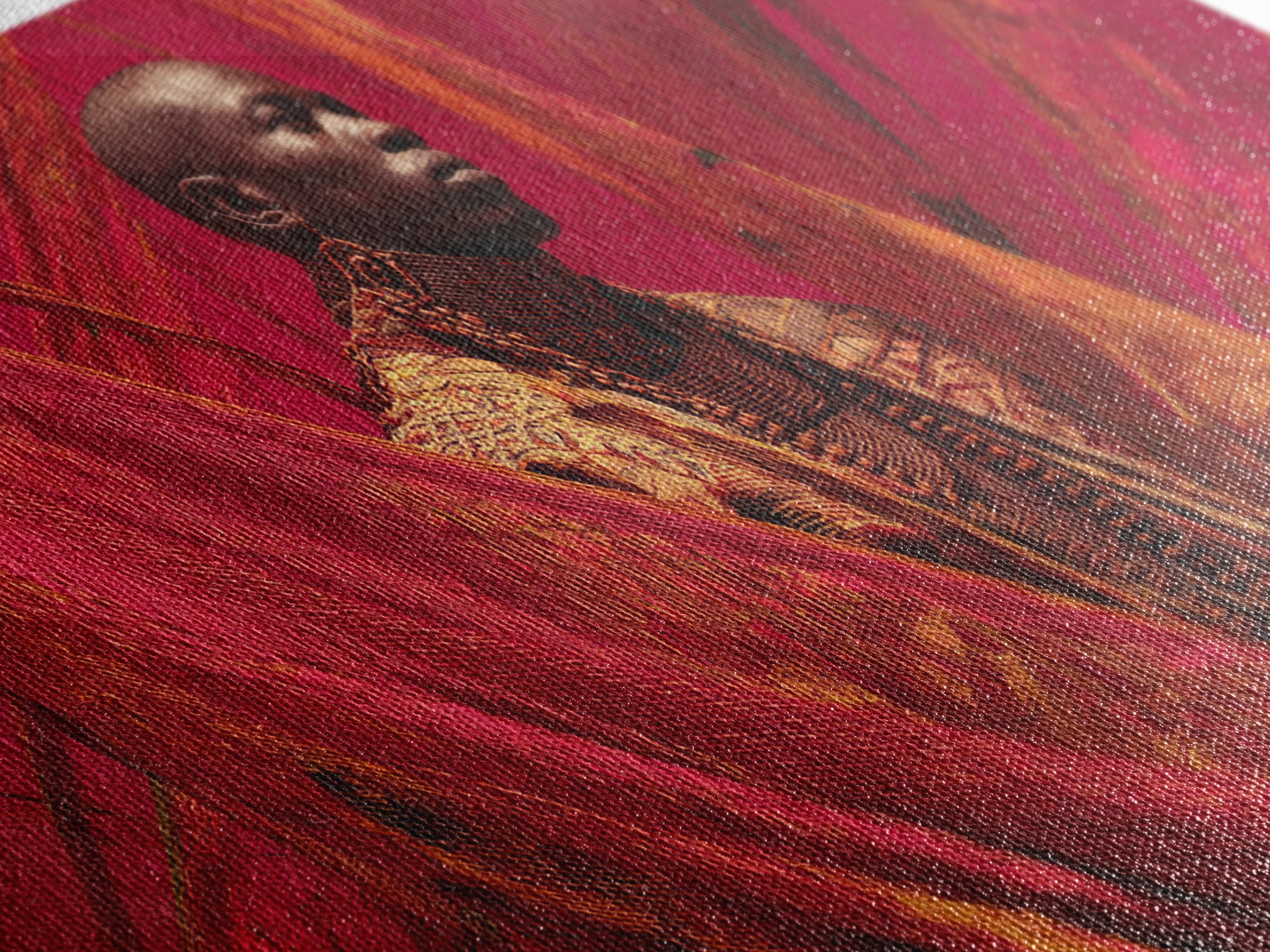 Regal African Man In Red Fabric Wall Art, Contemporary Portrait, Afrocentric Fashion Canvas Print, Bold Home Decor Gift For Him