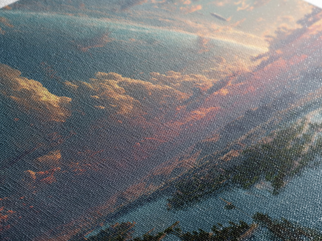 Epic African River Valley At Sunrise Wall Art, Afrofuturism Landscape, Dreamy Nature Scene Canvas Print, Large Decor Gift
