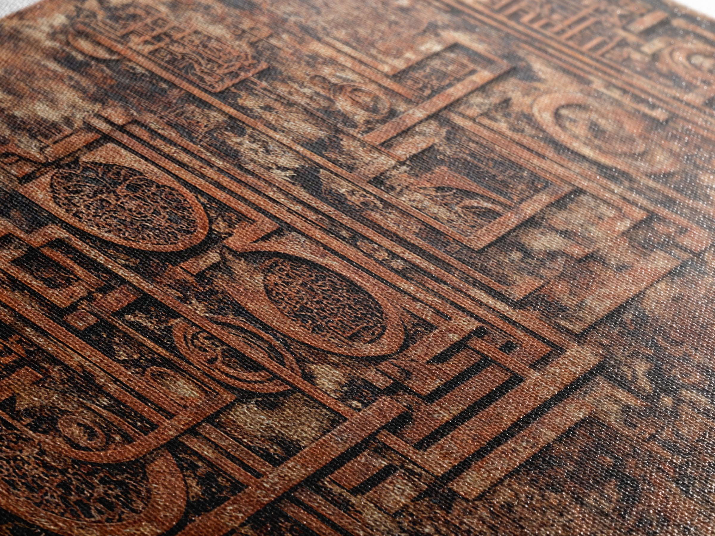 Rust Copper Geometric Tribal Texture Wall Art, Abstract African Inspired Canvas Print, Earth Tone Modern Home Decor Artwork