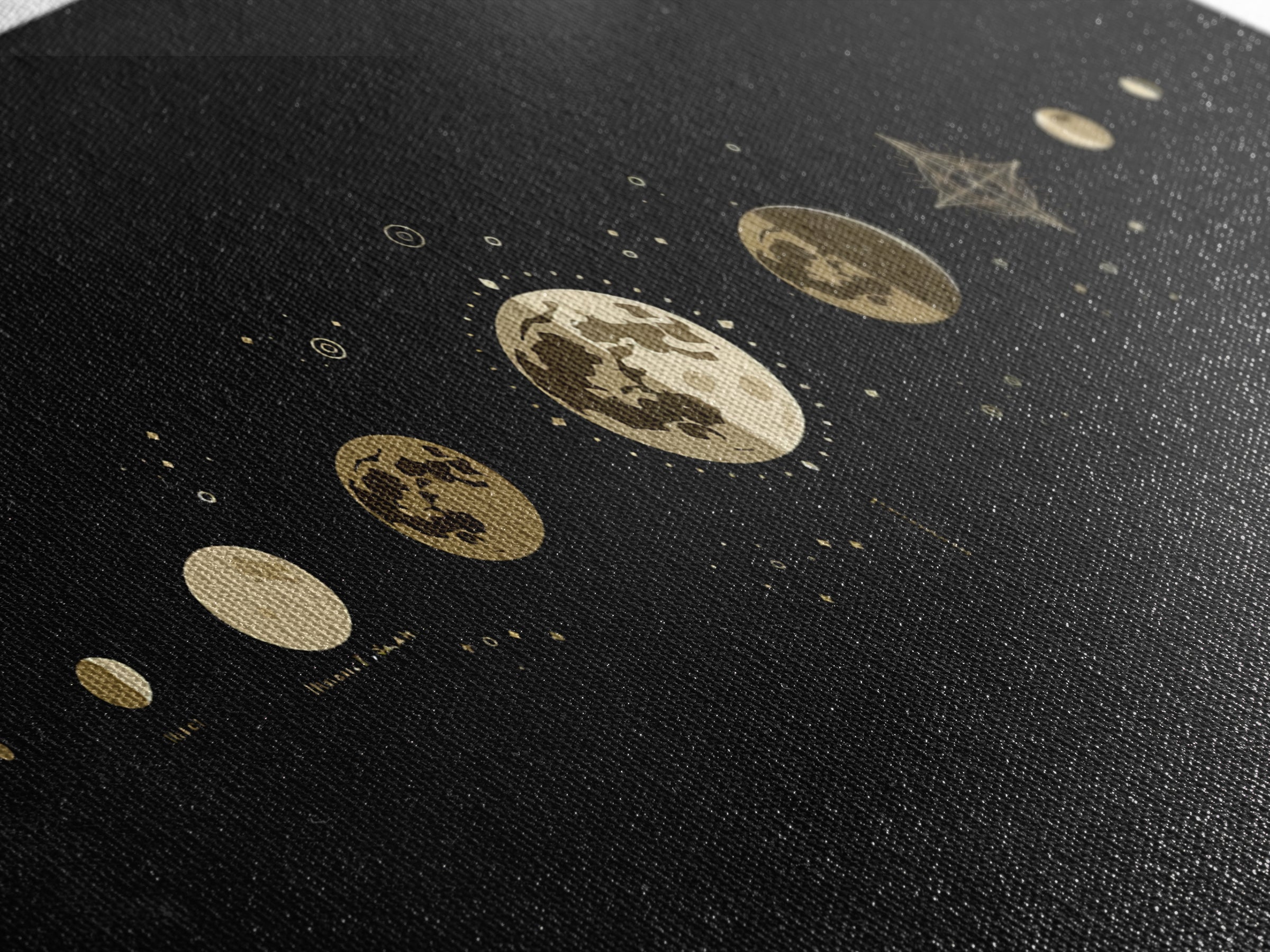 Gold Moon Phase Lunar Cycle Wall Art, Celestial Black Decor, Minimalist Poster, Spiritual Wall Art, Gift For Art Lovers, Home Decor