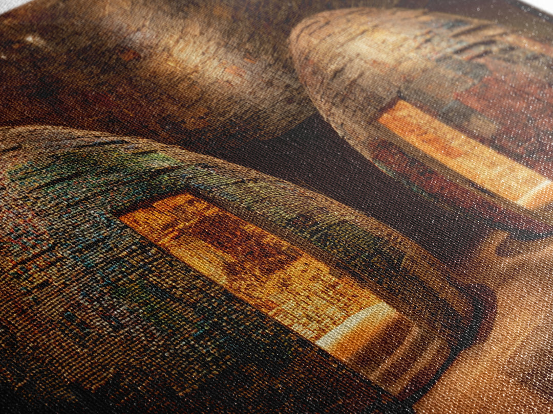 Glowing Woven Dome Huts Framed Canvas Print, Warm Earth Tone Wall Art, African Home Decor, Rustic Decor, Statement Piece