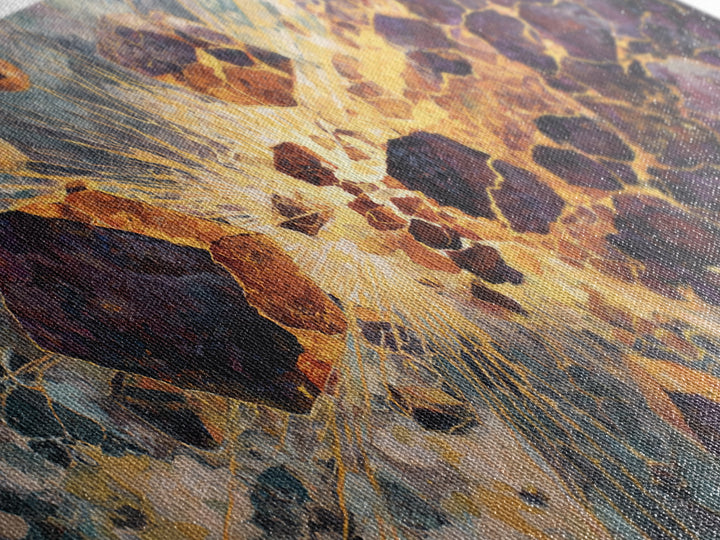 Exploding Gemstone Abstract Wall Art, Modern African Art Canvas Print, Gold Crackle Luxury Decor, Cosmic Statement Artwork