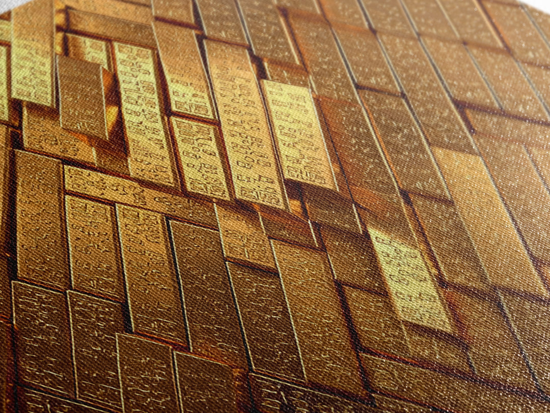 Stacked Gold Bar Pattern Wall Art, African Inspired Canvas Print, Luxury Black Gold Art, Geometric Office Decor Gift For Him