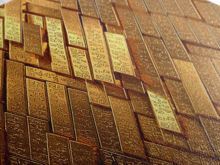 Stacked Gold Bar Pattern Wall Art, African Inspired Canvas Print, Luxury Black Gold Art, Geometric Office Decor Gift For Him