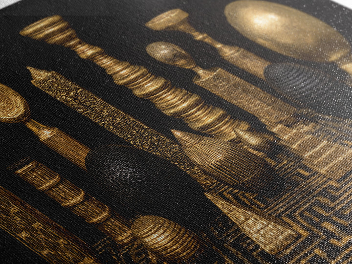 Gold Tribal Sculpture Still Life Wall Art, African Art Decor Canvas Print, Black Gold Luxury Canvas, Statement Home Decor