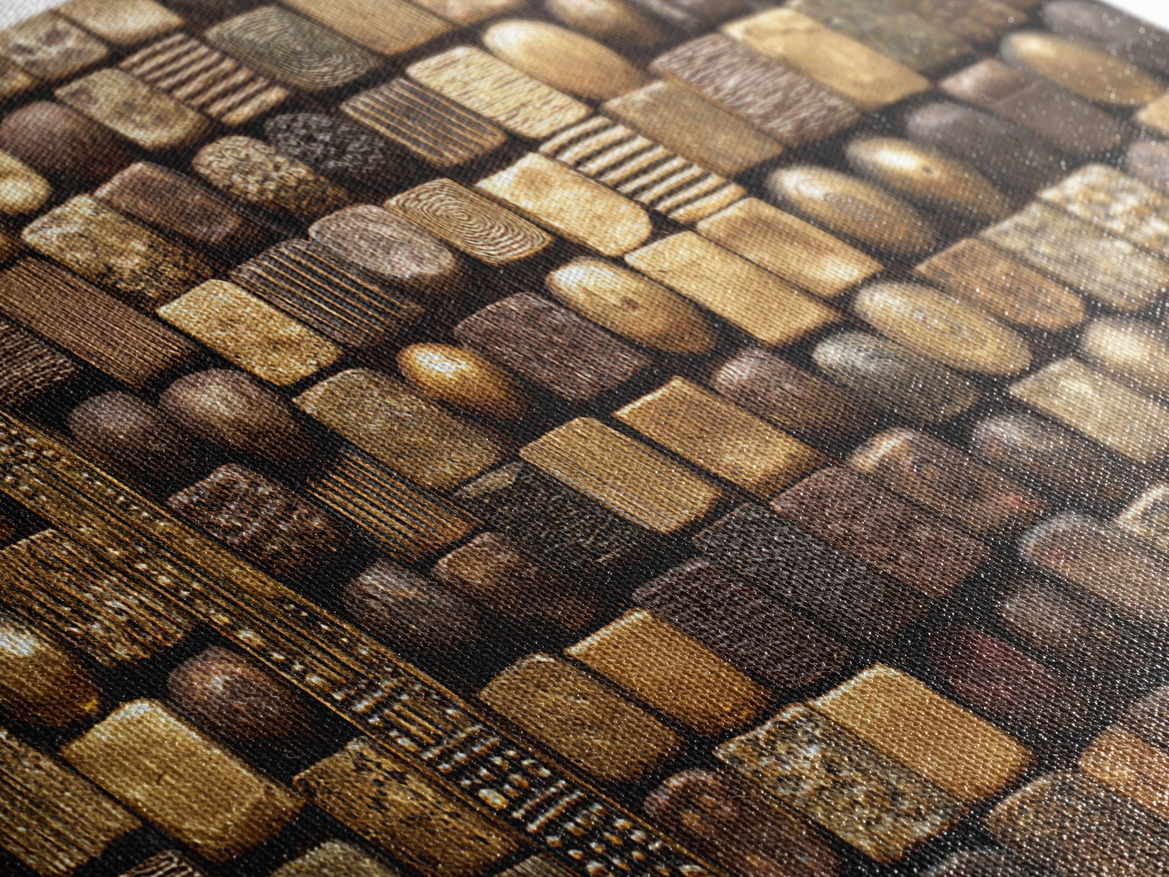 Bronze Gold Textured Mosaic Wall Art, Abstract African Art Canvas Print, Earth Tone Geometric Pattern, Bold Home Decor Gift