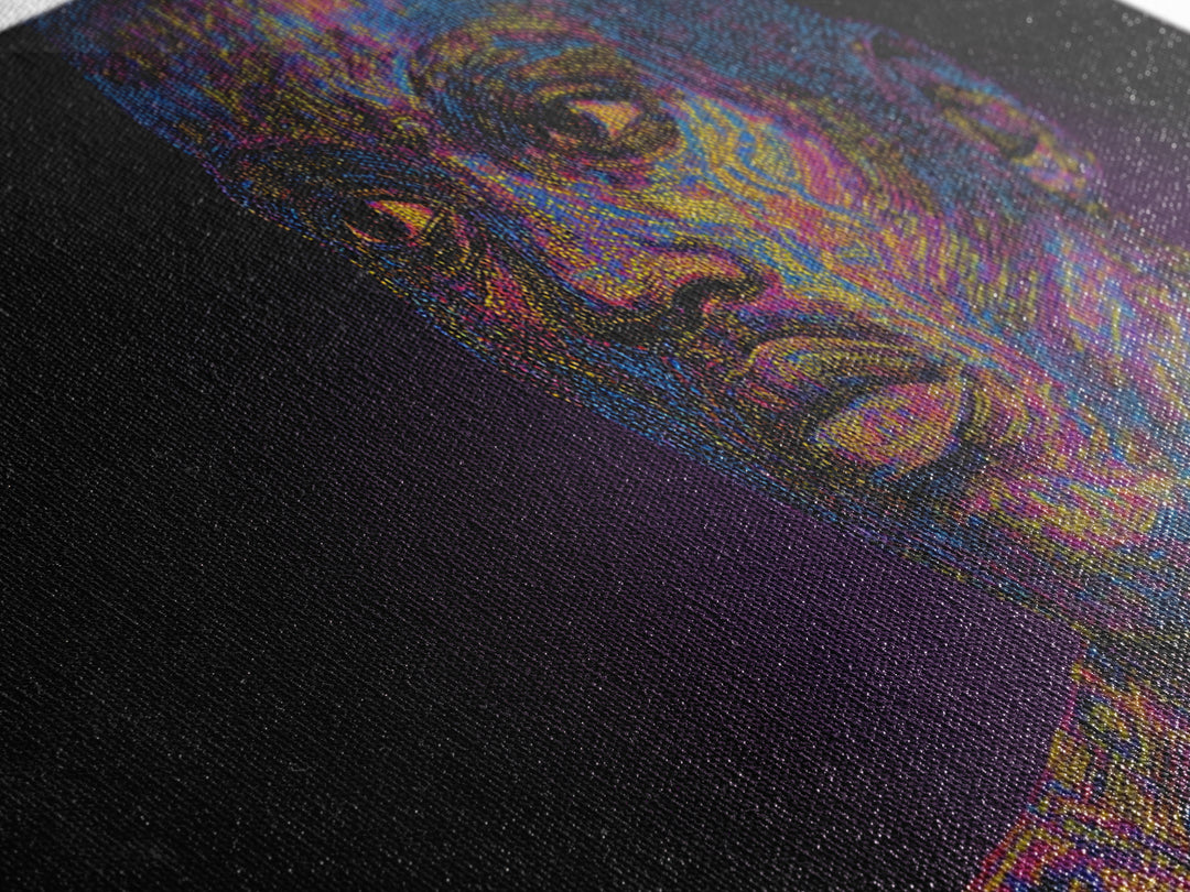 Neon Pointillist Black Man Portrait Canvas Print, African American Wall Art, Digital Afro Art, Modern Masculine Home Decor