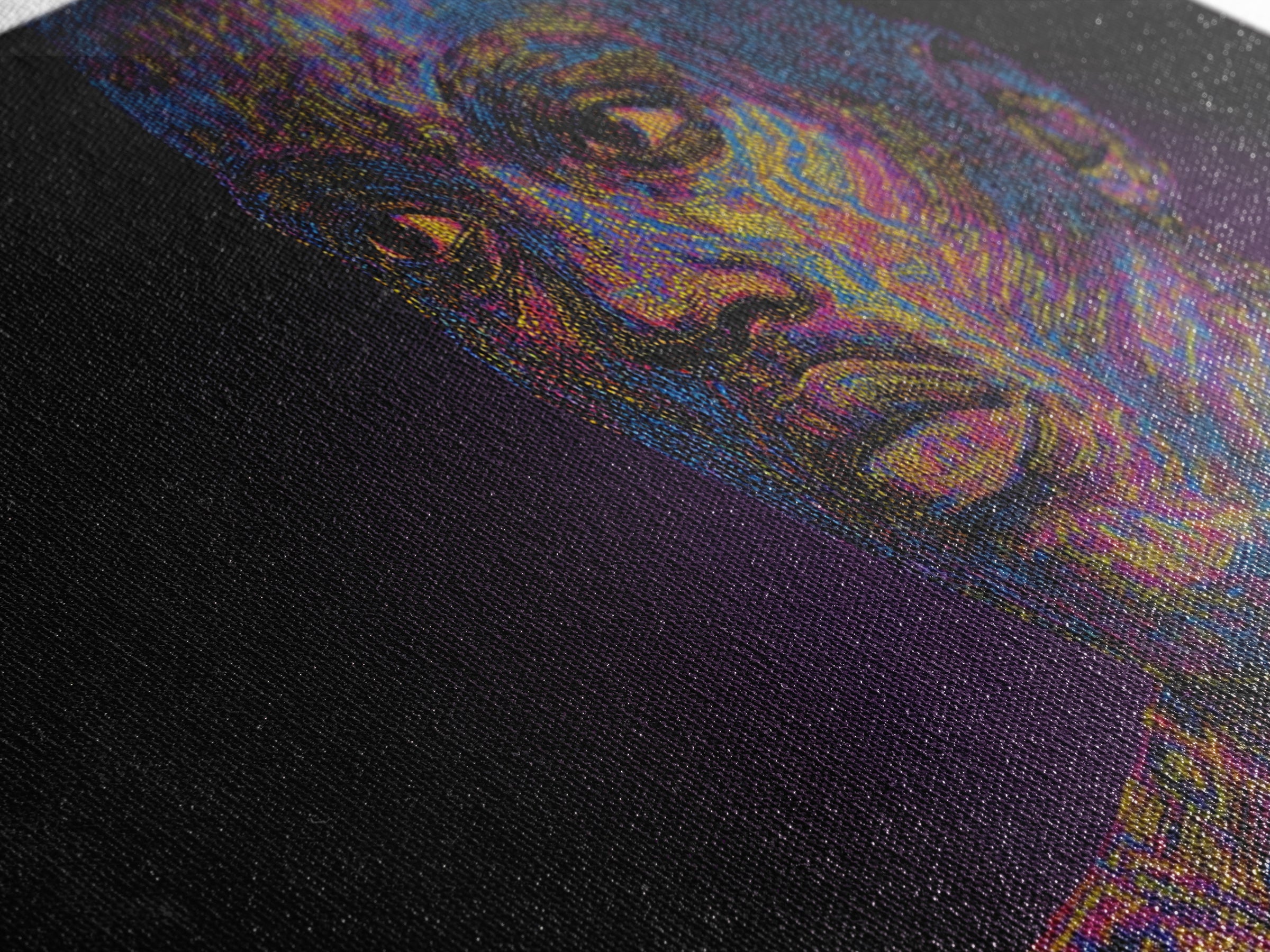 Neon Pointillist Black Man Portrait Canvas Print, African American Wall Art, Digital Afro Art, Modern Masculine Home Decor