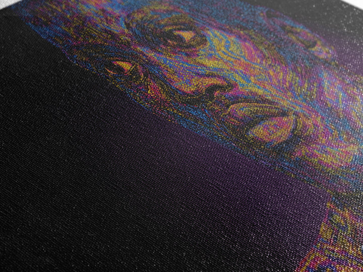 Neon Pointillist Black Man Portrait Canvas Print, African American Wall Art, Digital Afro Art, Modern Masculine Home Decor