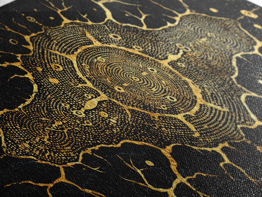 Golden Neural Tree Abstract Canvas Print, African Abstract Art, Spiritual Wall Art, Black And Gold Art, Modern Home Decor