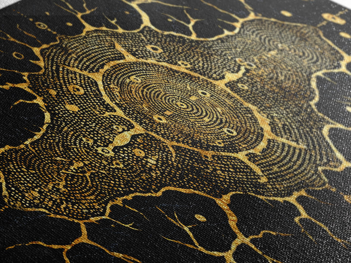 Golden Neural Tree Abstract Canvas Print, African Abstract Art, Spiritual Wall Art, Black And Gold Art, Modern Home Decor