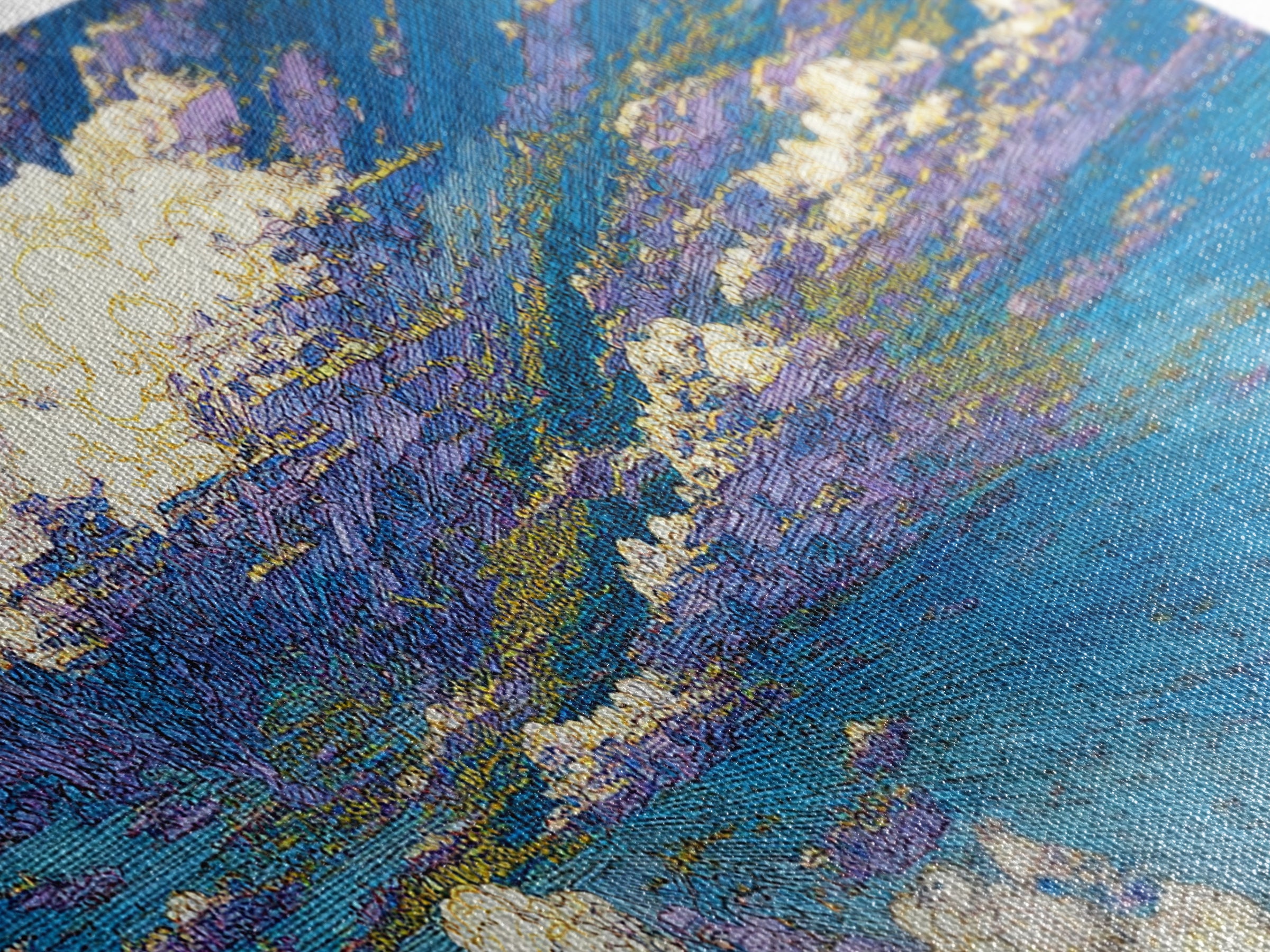 Blue Abstract Ocean Sky Wall Art, Textured Coastal Landscape Painting, Modern Canvas Print, Dreamy Home Decor Gift For Living Room