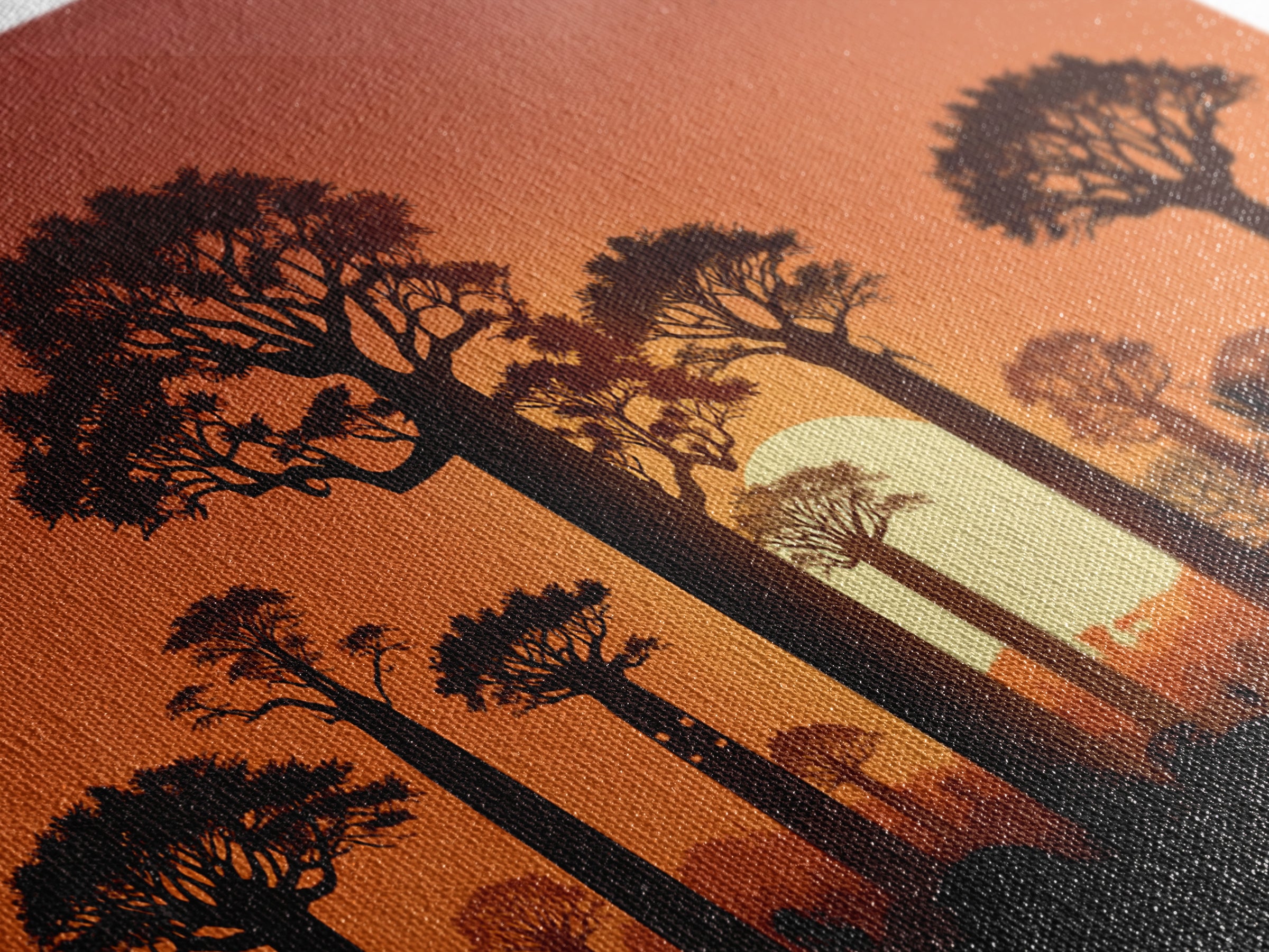 Baobab Trees At Orange Sunset Wall Art, African Landscape Silhouette, Madagascar Safari Decor, Warm Canvas Print For Home