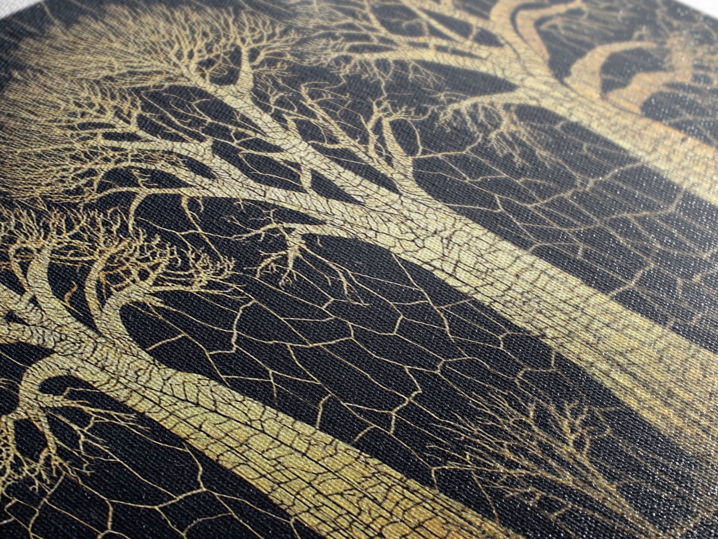 Gold Mosaic Baobab Forest Wall Art, African Tree Canvas Decor, Black And Gold Geometric Safari Print, Luxury Home Decor Gift