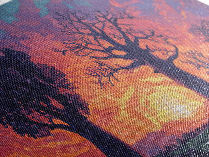 Textured Baobab Sunset Canvas Print, African Landscape Wall Decor, Purple Orange Modern Safari Art, Dreamy Living Room Gift